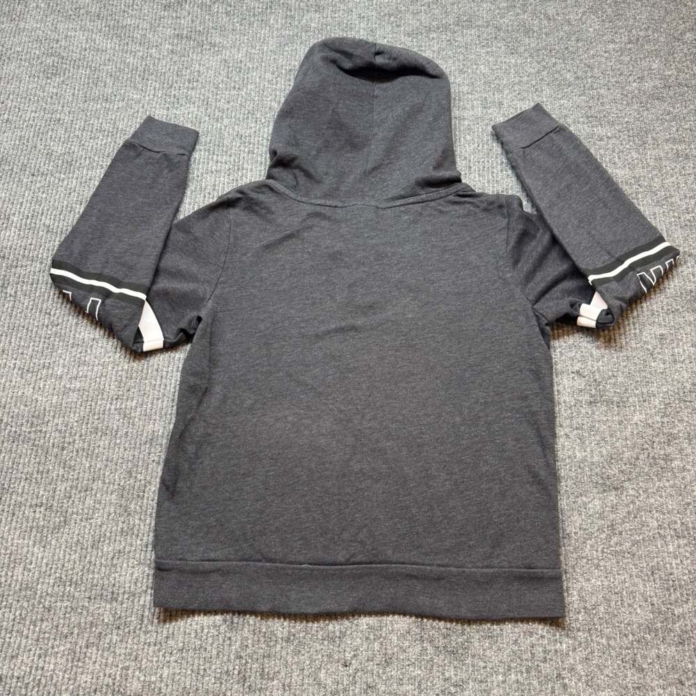Victoria's Secret PINK Lace Up Hoodie Small Gray Spell Out Sleeve Pullover - Picture 6 of 10